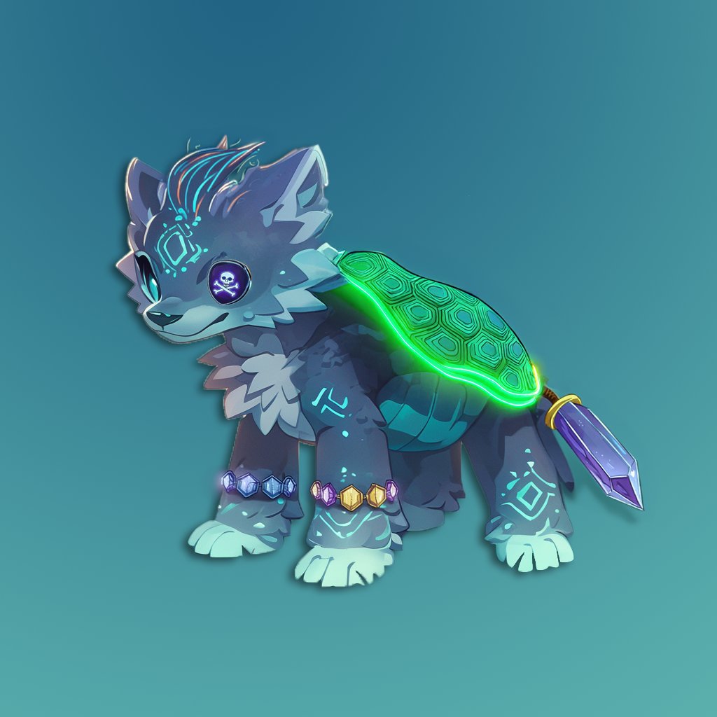 Wolfterra10's tweet photo. This one doesn't just guard dreams —
He hunts nightmares, blade first  💀🔮
Gems of memory, shell of light, and eyes that see through illusions.
#Wolfterra #NFTArt #DreamGuardians #Web3Fantasy #MysticBeast #NFTCommunity #NFTdrops https://t.co/PbfG8vau93