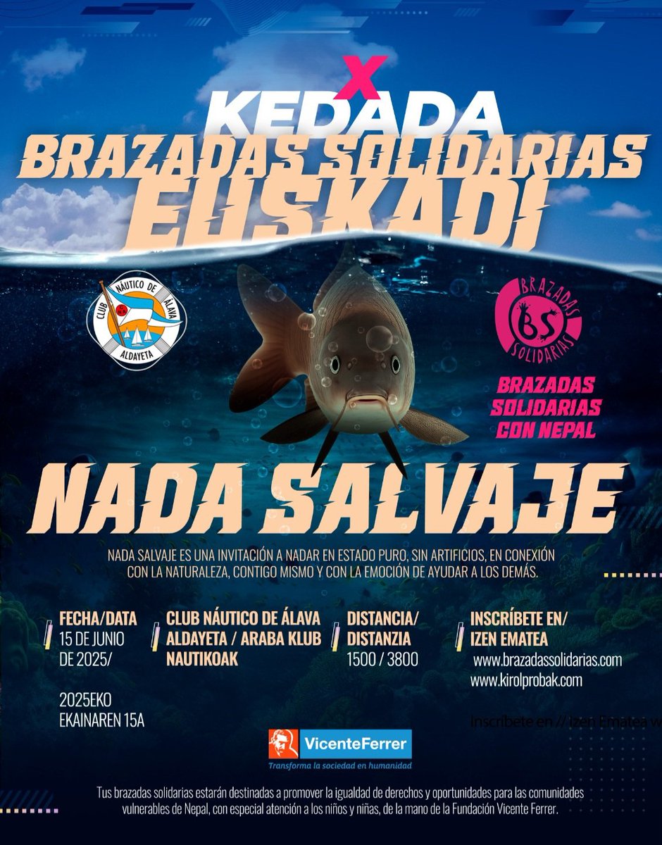 X TRAVESÍA KEDADA BRAZADAS SOLIDARIAS EUSKADI.  15 de junio 2025. CLUB NÁUTICO ALDAYETA 
#brazadasolidarias
#fundacionvicenteferrer #clubnauticoaldayeta