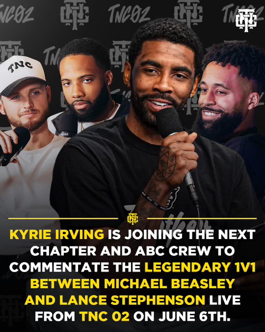 🚨 <a href="/KyrieIrving/">Kyrie🤞🏾</a> JOINS THE NEXT CHAPTER 🚨

On June 6th, one of the GREATEST 1v1 players ever — Kyrie Irving — officially joins The Next Chapter for TNC 02 live on TNCLeague.com 🏁
