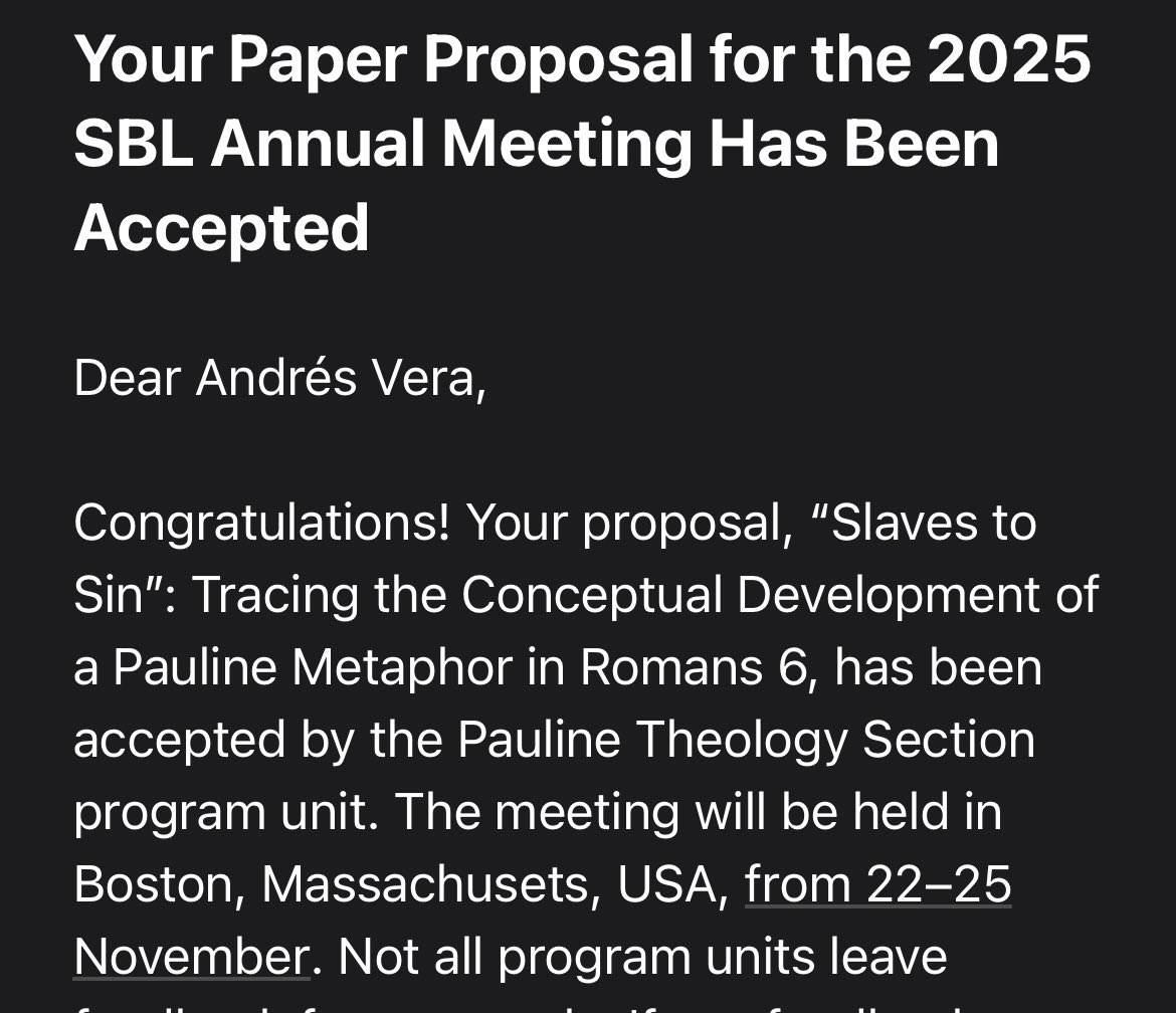 Boost! I’m looking forward to presenting on some important Pauline metaphors <a href="/SBLsite/">SBL</a> this coming November! I’m even more excited to listen and learn from others at the Pauline Theology session.