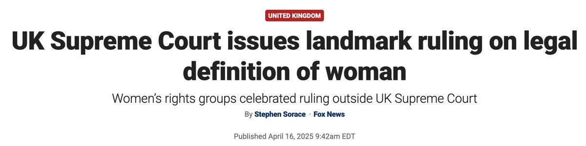 MikeChillit's tweet image. #UK #Supremes 

There may be intelligent life in the #UK after all. Not a certainty, but that nation's "Supreme Court" has just ruled...

...you can change spigots and cavities all you want, but you cannot make a woman out of a man.

foxnews.com/world/uk-supre…