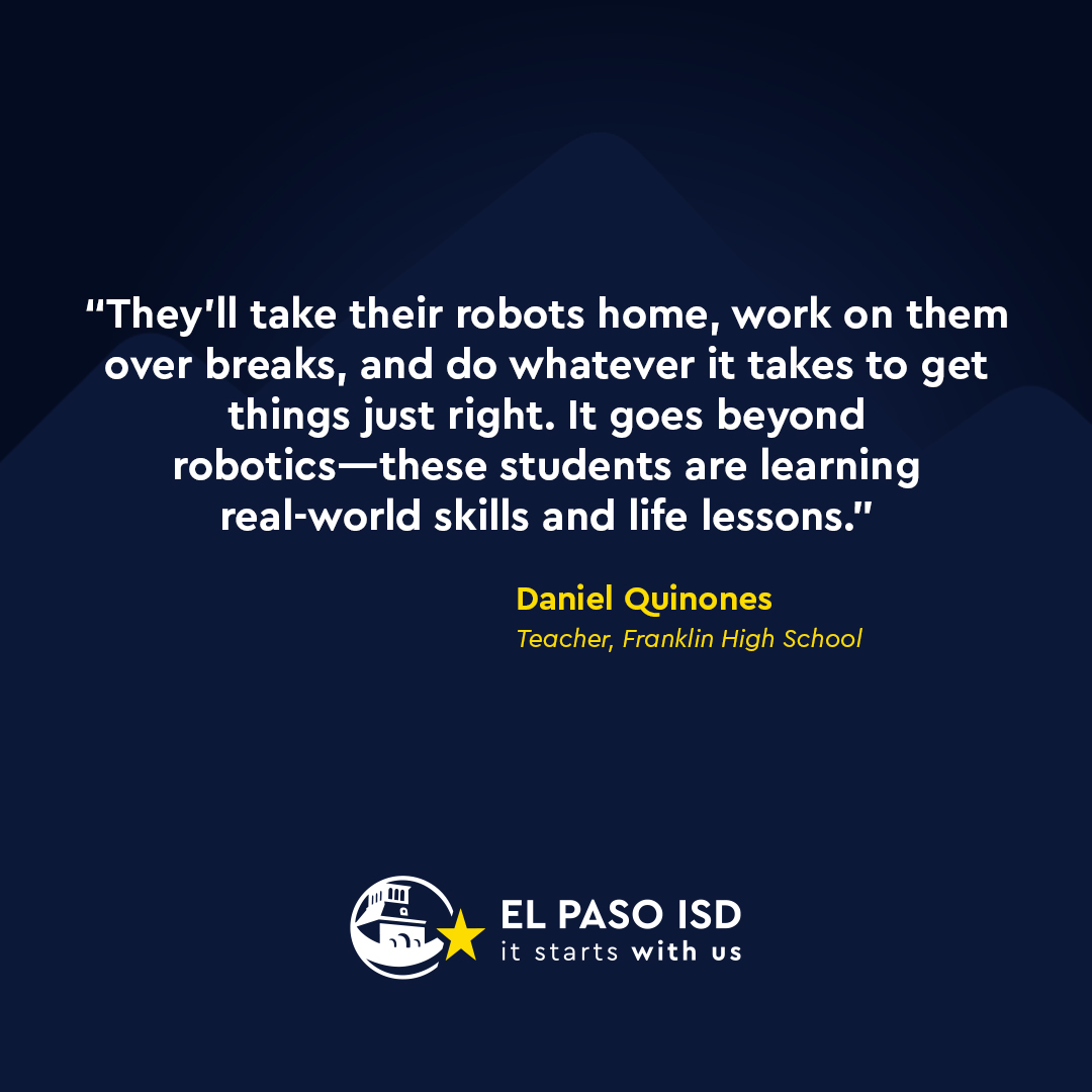 El Paso ISD (@elpaso_isd) on Twitter photo 🌟🤖 Franklin Robotics Hits the World Stage! 🤖🌟
Ranked in the top five globally out of 14,000+ teams, the <a href="/TXFHSCougars/">Franklin High School</a> are gearing up for the <a href="/VEXRobotics/">VEX Robotics</a> World Championship this May! 🌍🔥
Learn more ➡️ bit.ly/VEX_0416
#ItStartsWithUs #ElPasoISD #VEXWorlds #Robotics 🌟🤖 Franklin Robotics Hits the World Stage! 🤖🌟
Ranked in the top five globally out of 14,000+ teams, the <a href="/TXFHSCougars/">Franklin High School</a> are gearing up for the <a href="/VEXRobotics/">VEX Robotics</a> World Championship this May! 🌍🔥
Learn more ➡️ bit.ly/VEX_0416
#ItStartsWithUs #ElPasoISD #VEXWorlds #Robotics