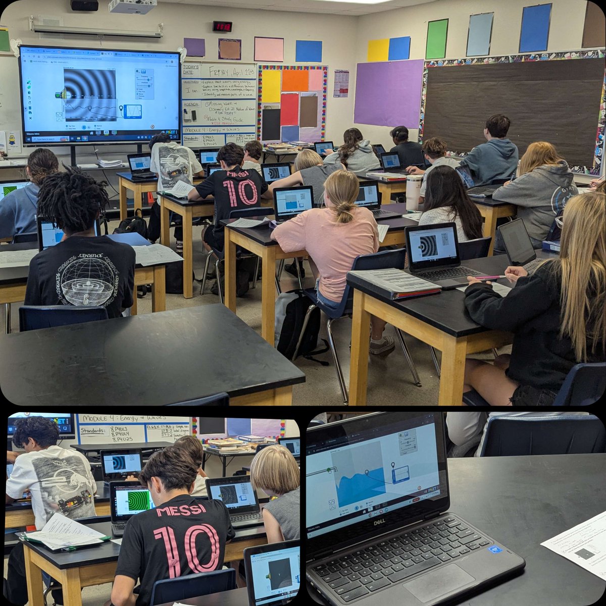 CSMSStallions's tweet photo. Mrs. Gilbertson's 8th grade students use a PhET Simulation to make waves with water, sound, and light to explain how changing the frequency and amplitude affects the characteristics of the wave. https://t.co/keij5idL2K