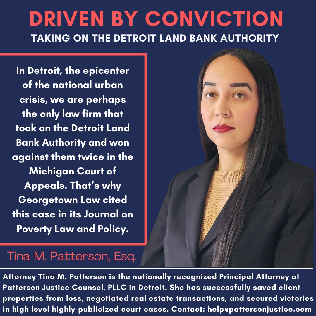 tmpattersonesq's tweet photo. Most people gripe about the Detroit Land Bank, but we are perhaps the only practice in town that took them to court and won.

If you want to know more, read what this Georgetown Law Journal and what The PuLSE Institute are saying about it in the thread below.

#LawyersForChange https://t.co/KpT7rocJHM