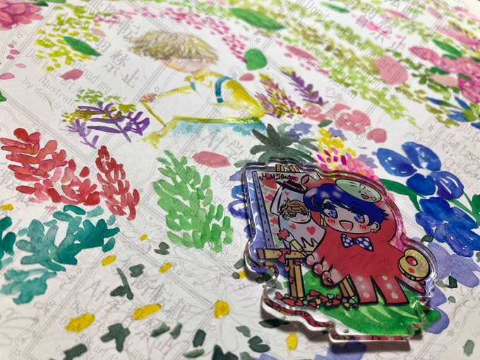 本の中身はだいたい出来たので表紙絵に着手し始めました。八切りサイズの久々の大画面。昨夜は3時間ぐらい集中してぶっ通し作業。全体バランスを見渡しながらパレット持っての大塗りは疲れるけどとても楽しい旅です。週末までには完成させたい! 