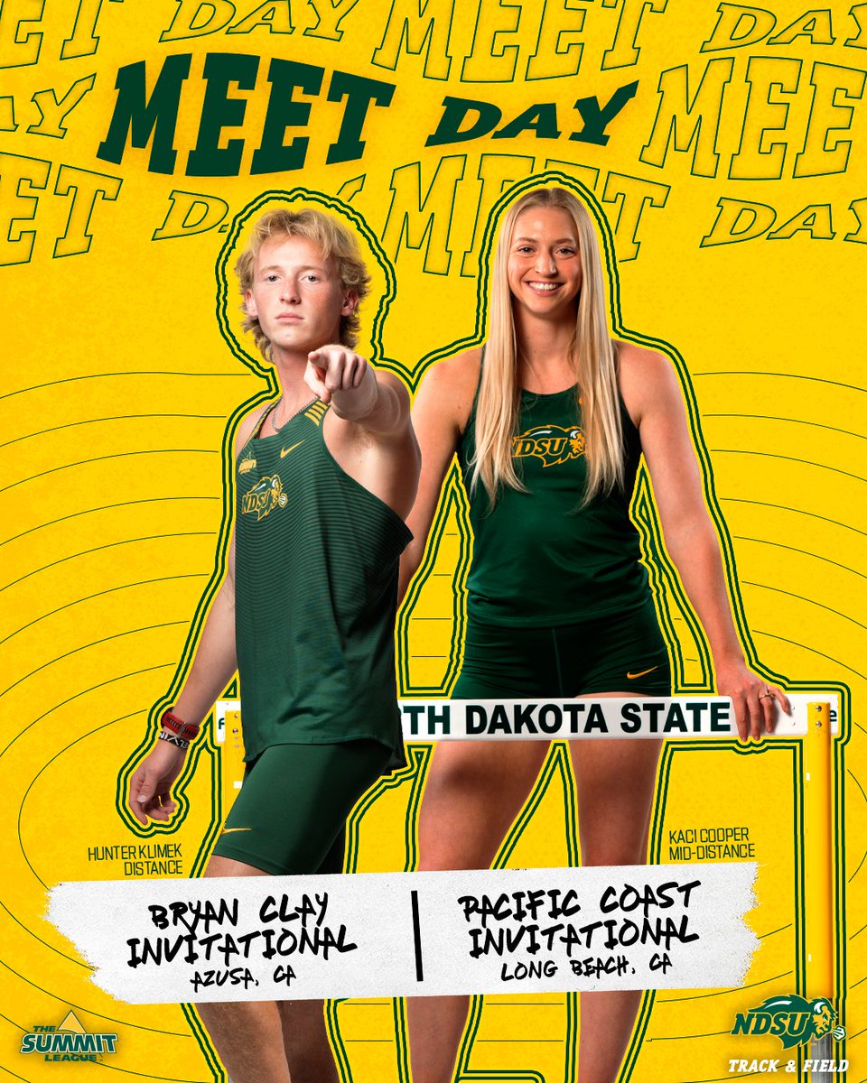 NDSUTrackField's tweet photo. Back in California!

Bryan Clay Invitational
⏰: 7:00 AM PT
📌: Azusa, CA
📝: https://t.co/a55rsM1beR
📊: https://t.co/pKqbY9sFI1️

Pacific Coast Invitational
⏰: 8:00 AM PT
📌: Long Beach, CA
📝: https://t.co/dA0XCbtbHS
📊: https://t.co/auc4uUVWrd https://t.co/cvWhj5QzHJ