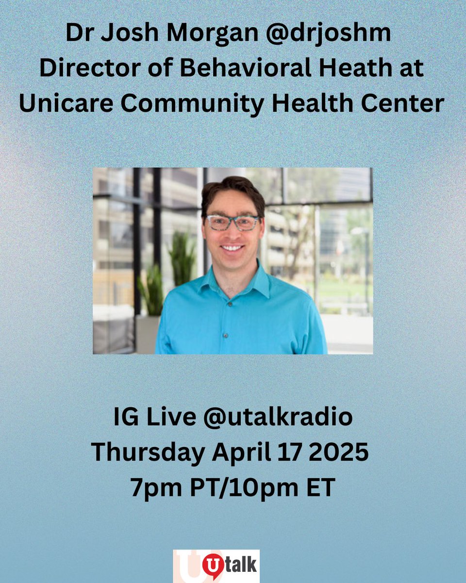 Utalkradio's tweet photo. This week we are talking about acceptance as a way to combat suffering and facilitate change with special guest @drjoshm. We go live on IG Thursday April 17 at 7pm PT/ 10pm ET. https://t.co/7avIQqroXp