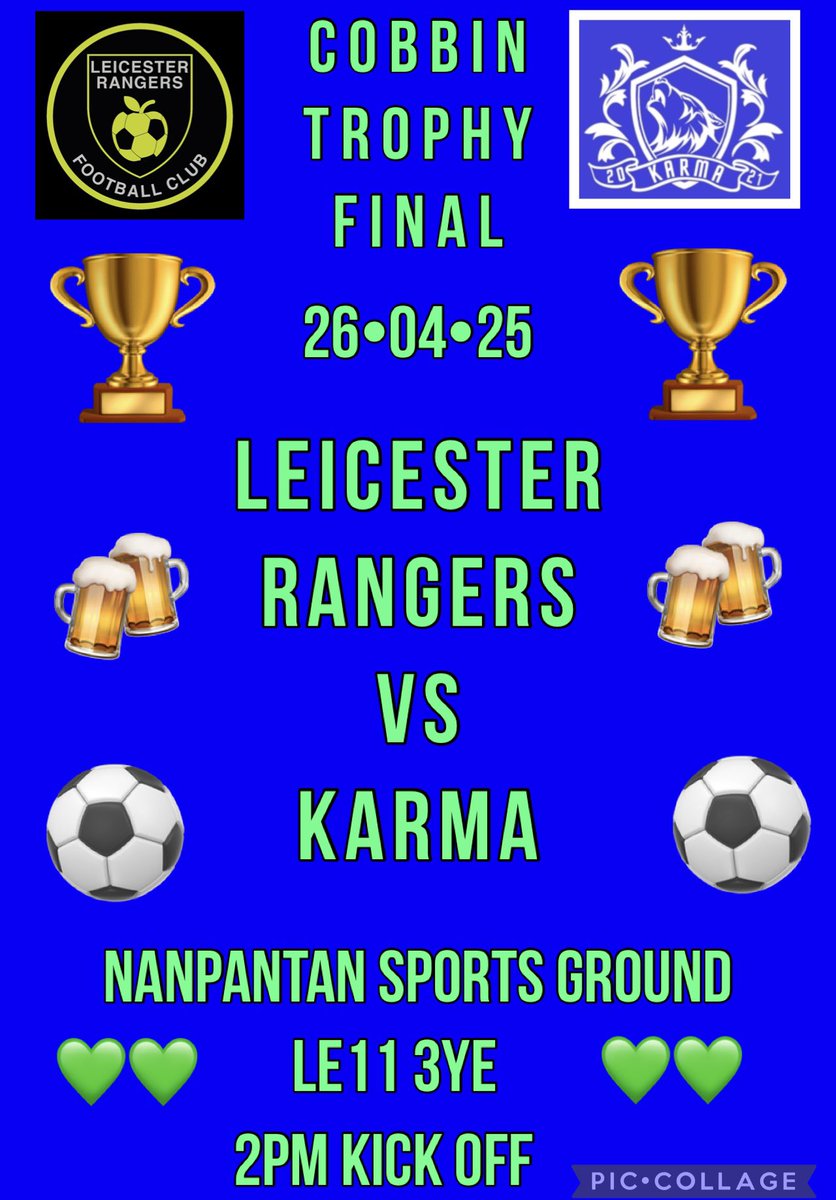 Cup final 26th of April 2pm kick off 💙💚🏆🏆