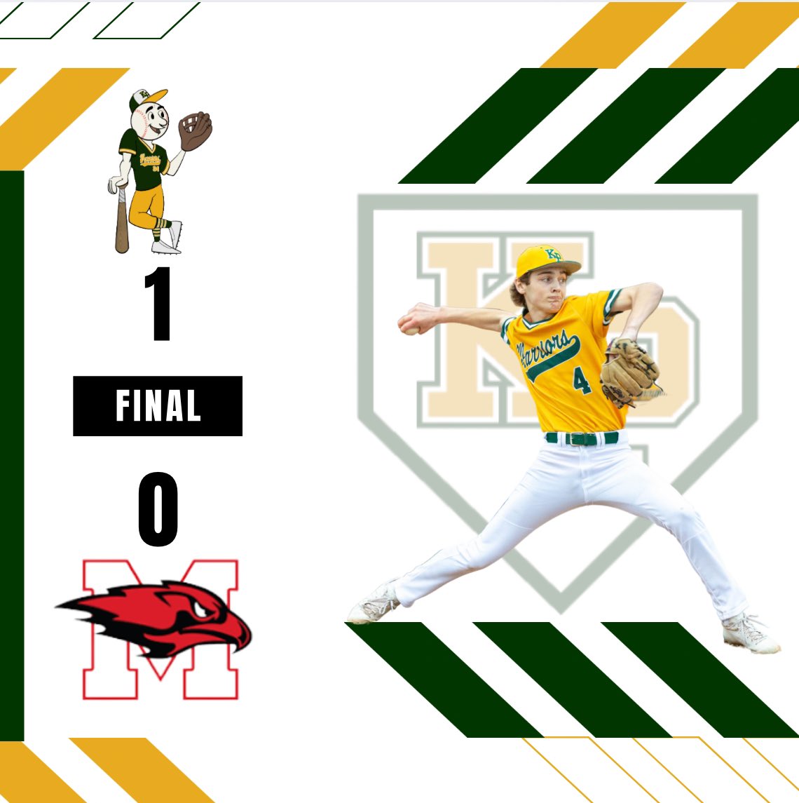Pitching:
Higgins- 7IP, 1H, 1BB, 11K

Hitting:
D. Herlin- 2H
Prater- 1H, 1R
Heine- 1H
Lutfy- 1RBI

King Philip vs Bridgewater-Raynham 
Thursday 3:45 Lombard Field

Free Hot Dogs and Popcorn behind backstop!