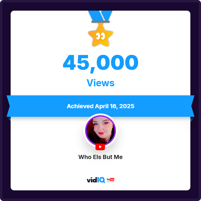 WhoElsButMe's tweet image. My YouTube channel achieved 45,000 views on April 16, 2025! We are going somewhere :D 

(also trying out vidIQ) #ytcreator #simulationgamer #youtubevideos