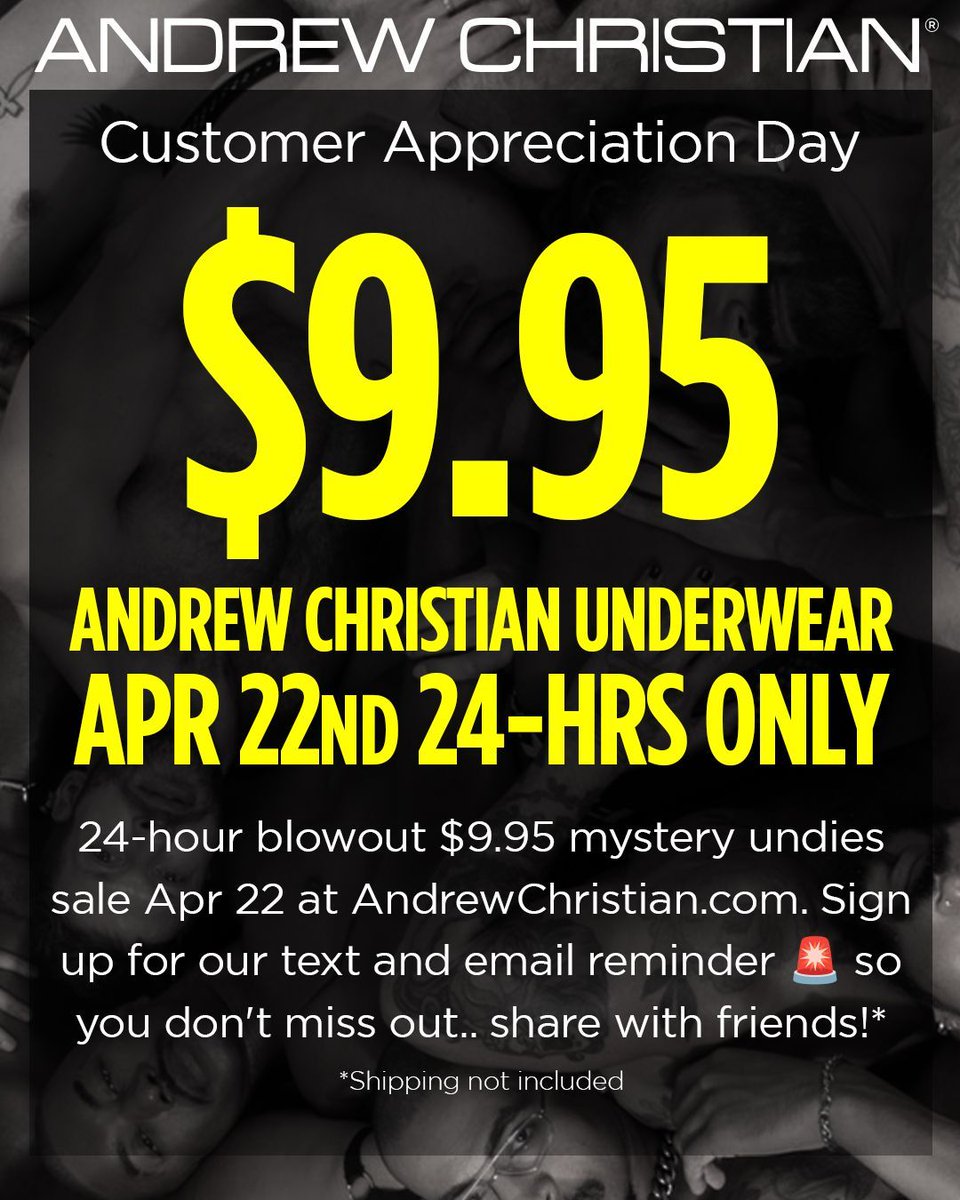 ¿Lista tu ropa interior para su retiro? 👵🩲
Dale paso a algo más suave, más sexy y 100% sorpresa este 22 de abril.

Solo $9.95 por 24 horas. ¿Qué esperas? 🕒
➡️ AndrewChristian.com
*Shipping no incluido.
#AndrewChristian #GlowUp #SorpresaSexy