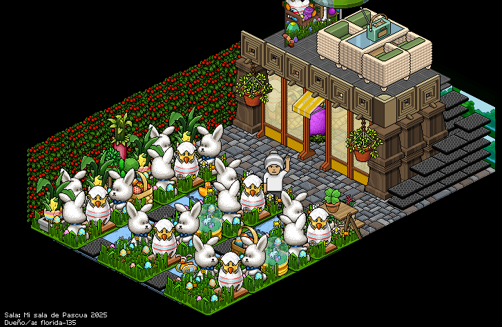 Celebra la Pascua de <a href="/HabboOrigins/">Habbo Hotel: Origins</a> en nuestra granja con los Conejos de Pascua.

Mi participación para el concurso "Mi sala de Pascua 2025" de Origins ES 😀❤️