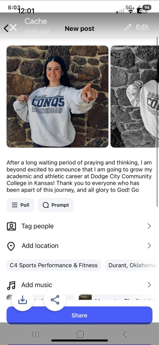 Pretty cool. Baby girl has committed to play college softball <a href="/GoConqsSB/">Dodge City CC Softball</a>.  GO CONQS!!!  Go Cache Atwood.