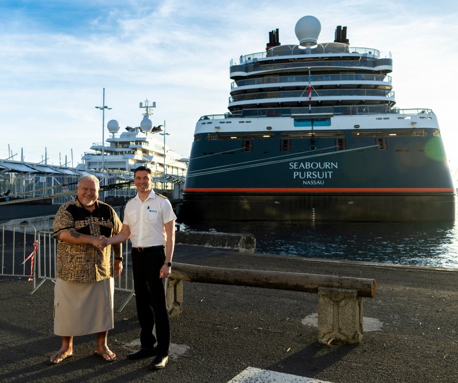 SeabournCruise's tweet image. Last week, we had the pleasure of welcoming French Polynesia President Moetai Brotherson on board Seabourn Pursuit.
French Polynesia is an incredible part of Seabourn’s expedition program, and we look forward to deepening our connection to this remarkable region and its people.