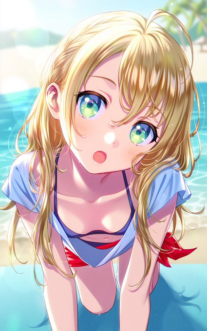 パレオとTシャツでガードしてるから大丈夫と油断してる瑛美(うちの子) 