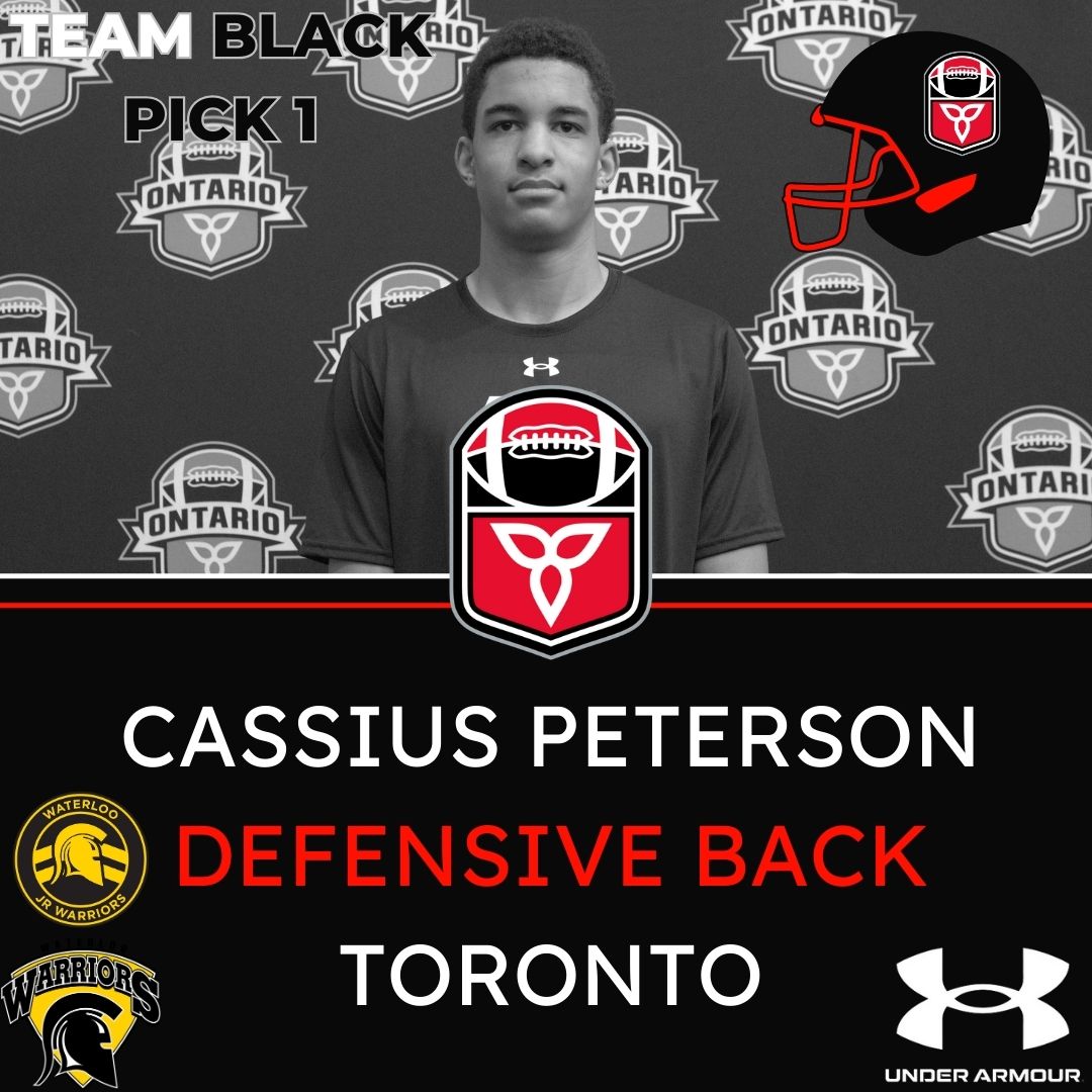 With their first selection of the 2025 #RedBlack Draft, #TeamBLACK selects Defensive Back, Cassius Peterson out of Toronto!

Welcome to #TeamBLACK!

#WeAreFootballOntario
#ALLIN | #RedBlackWeekend