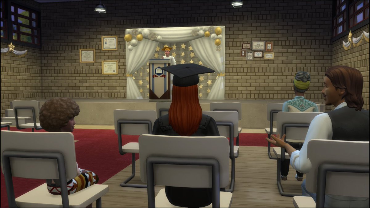 bartley_sims4's tweet photo. 今日は同棲中の彼女・モーガンの #高校 の #卒業式 に来ました！
仕事中だったモーリスも駆けつけてお祝い^^
卒業おめでとう！
モーリスは #早期卒業 しちゃったから、モーガンのおかげで卒業式出席できて嬉しい♪︎
#記念撮影 もできて大満足でした！
#Sims4 #シムズ4 https://t.co/9b1N055Y3s
