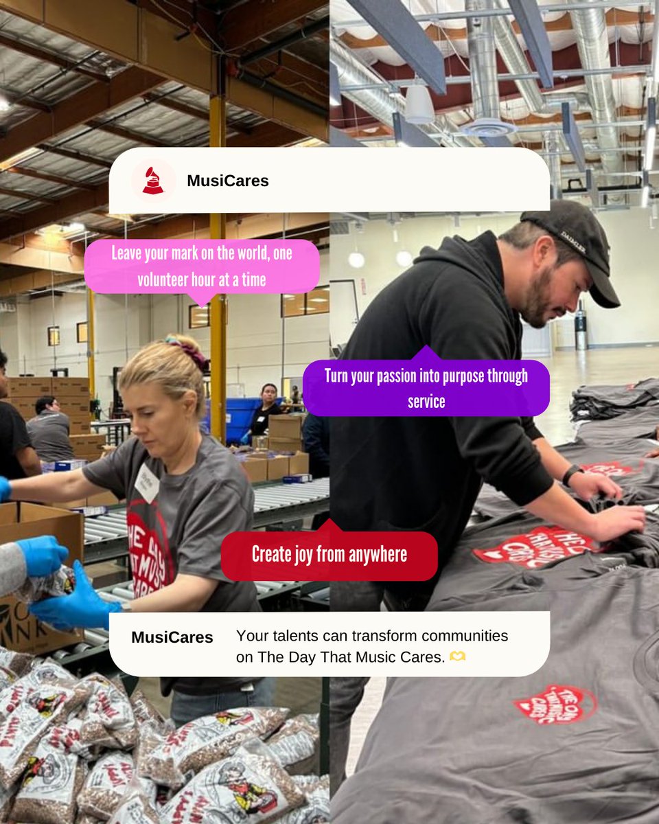 One day of giving back turns into global, meaningful change. Join volunteers worldwide who are turning their passion for #music into purpose through service on April 25. Bring a friend &amp; multiply your impact. #TheDayThatMusicCares ❤️ thedaythatmusiccares.com