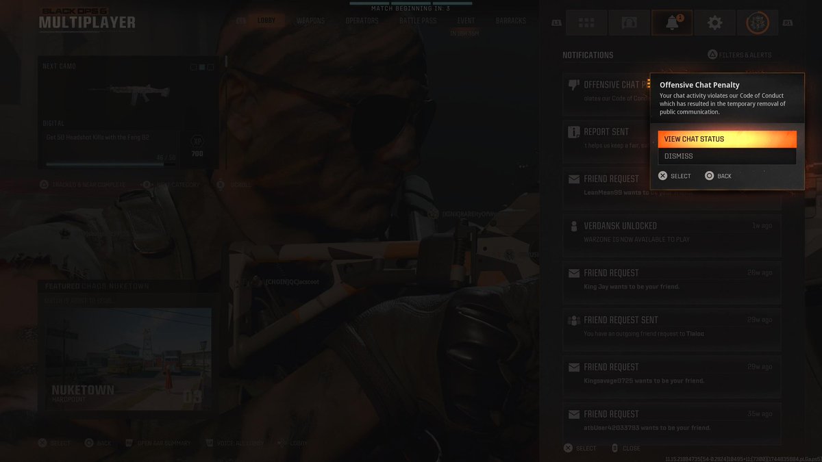 burlette17983's tweet photo. @CallofDuty Just listening to music and somehow they decide to mute my mic for three days. Is this legal that they can spy on my system and use my equipment that I bought from Sony which is a PS five Pro I have iTunes downloaded. I play call of duty and listen to music??? https://t.co/ZxL77DU6Vy