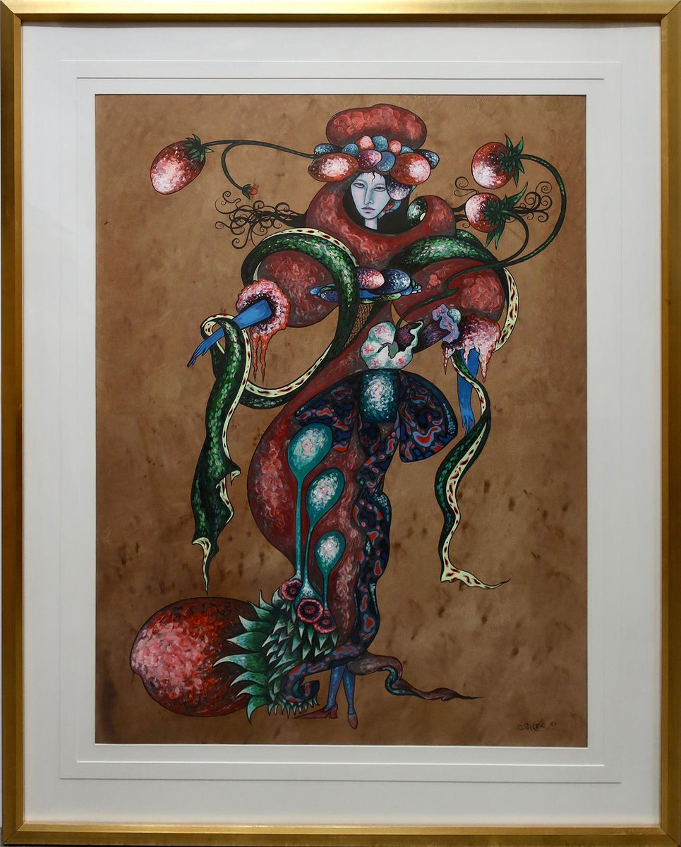 Images in my head during the Canadian French debate? The great Canadian figure skater Toller Cranston’s gorgeous art piece “Strawberry Queen”. This version of his famous subject matter is very Cronenbergesque.