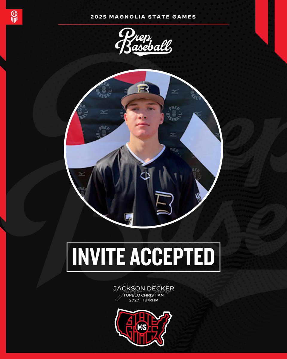 Prep Baseball Mississippi (@prepbaseballms) on Twitter photo ๐ฎ๐ฌ๐ฎ๐ฑ ๐ ๐๐๐ก๐ข๐๐๐ ๐ฆ๐ง๐๐ง๐ ๐๐๐ ๐๐ฆ
+ ๐๐ก๐ฉ๐๐ง๐ ๐๐๐๐๐ฃ๐ง๐๐ โก๏ธ
Jackson Decker (@Jack_Decker21, 2027) a 1B/RHP from <a href="/TCPSBSB/">TCPS BSB</a> is ๐๐๐พ๐๐๐ฟ ๐๐ ๐ for the Magnolia State Games on June 17th-18th at Freedom Ridge Park in Ridgeland, MS.
Request your invite to ๐ฎ๐ฌ๐ฎ๐ฑ ๐ ๐๐๐ก๐ข๐๐๐ ๐ฆ๐ง๐๐ง๐ ๐๐๐ ๐๐ฆ
+ ๐๐ก๐ฉ๐๐ง๐ ๐๐๐๐๐ฃ๐ง๐๐ โก๏ธ
Jackson Decker (@Jack_Decker21, 2027) a 1B/RHP from <a href="/TCPSBSB/">TCPS BSB</a> is ๐๐๐พ๐๐๐ฟ ๐๐ ๐ for the Magnolia State Games on June 17th-18th at Freedom Ridge Park in Ridgeland, MS.
Request your invite to