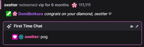 DomiSakura's tweet image. a first time chatter redeemed vip in my stream earlier today 🥺

we love lurkers in this house‼️