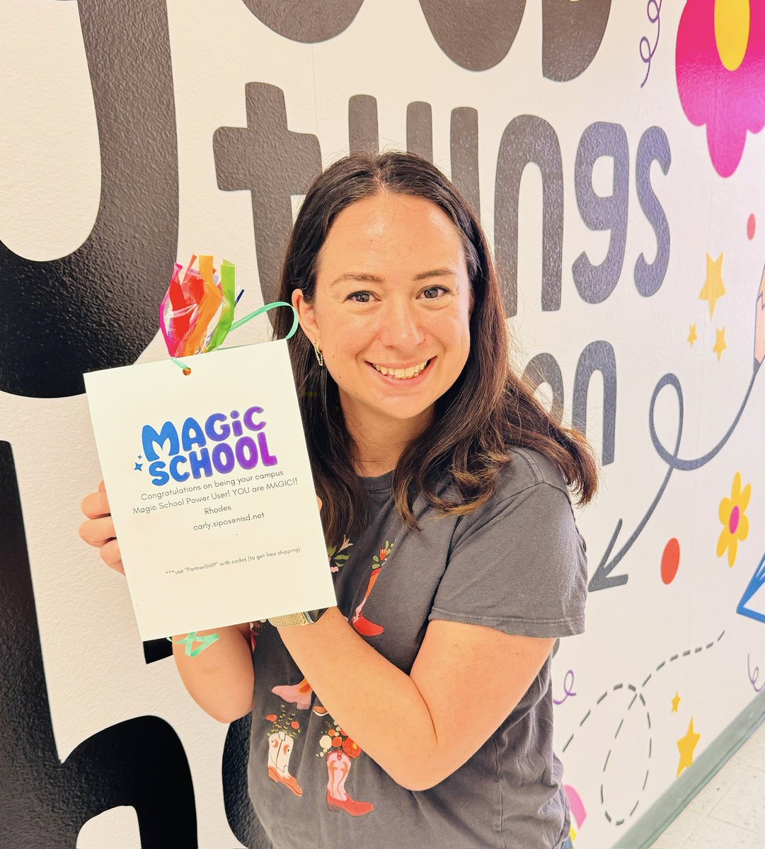 Analisa Gonzales (@analisa__g) on Twitter photo I love delivering good news! 📢Shoutout to Ms.Carly Sipos for being <a href="/NISDRhodes/">Rhodes Elementary</a> top <a href="/magicschoolai/">MagicSchool AI 💜 🪄✨</a> power user! She earned a free shirt code along with some other goodies. Great job leveraging this amazing tool to inspire classroom ideas 💡. #NISDCoach <a href="/NISDAcadTech/">NISD Academic Tech</a> I love delivering good news! 📢Shoutout to Ms.Carly Sipos for being <a href="/NISDRhodes/">Rhodes Elementary</a> top <a href="/magicschoolai/">MagicSchool AI 💜 🪄✨</a> power user! She earned a free shirt code along with some other goodies. Great job leveraging this amazing tool to inspire classroom ideas 💡. #NISDCoach <a href="/NISDAcadTech/">NISD Academic Tech</a>