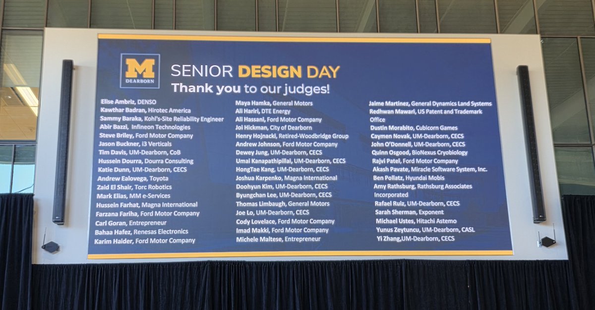I had the honor of being a judge for the computer science &amp; engineering Senior Design Day 2025 at <a href="/UMich/">University of Michigan</a> 

80 Projects, 330+ students, #awesome talent 👏🏼

A #great day at University of Michigan-Dearborn  #GoBlue 
#GoDearborn #Michigan #maizeandblue #wolverines #UMDearborn  #UMD
