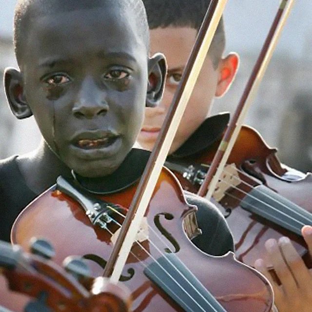 Diego Frazão Torquato, 12 year old Brazilian playing the violin at his teacher’s funeral. The teacher had helped him escape poverty and violence through music