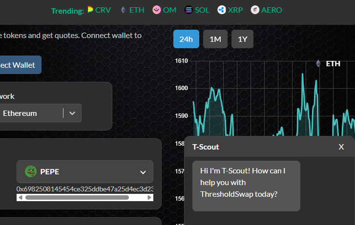 ThresholdSwap's tweet image. 🗣️Introducing T-Scout,  ThresholdSwap.com&apos;s AI Agent! 
Ask T-Scout what the top coins are from our ML-driven Rankings.
❓Curious about today’s crypto news or token performance? T-Scout’s got you covered with real-time insights! ⌚️
New features coming soon/T-Scouts still…