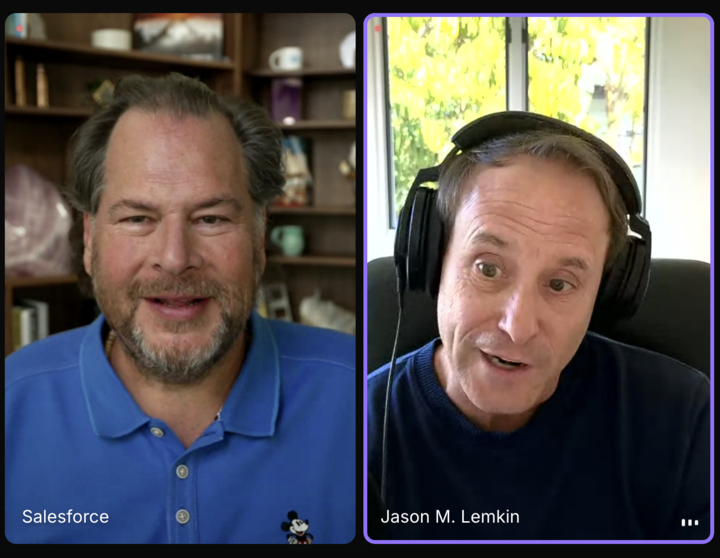 jasonlk's tweet photo. Just had a A+ deep dive with @Benioff coming to SaaStr soon:

- Where AI budget >really< is coming from
- Data + AI, what it really means
- Who wins in AI: incumbents vs startups
- What enterprises really want from AI agents
- AI Hackathons even at 50+ year old companies
- Slack as the agentic layer for almost everything
- How Salesforce makes Big M&A actually work

Super fun deep dive coming soon!