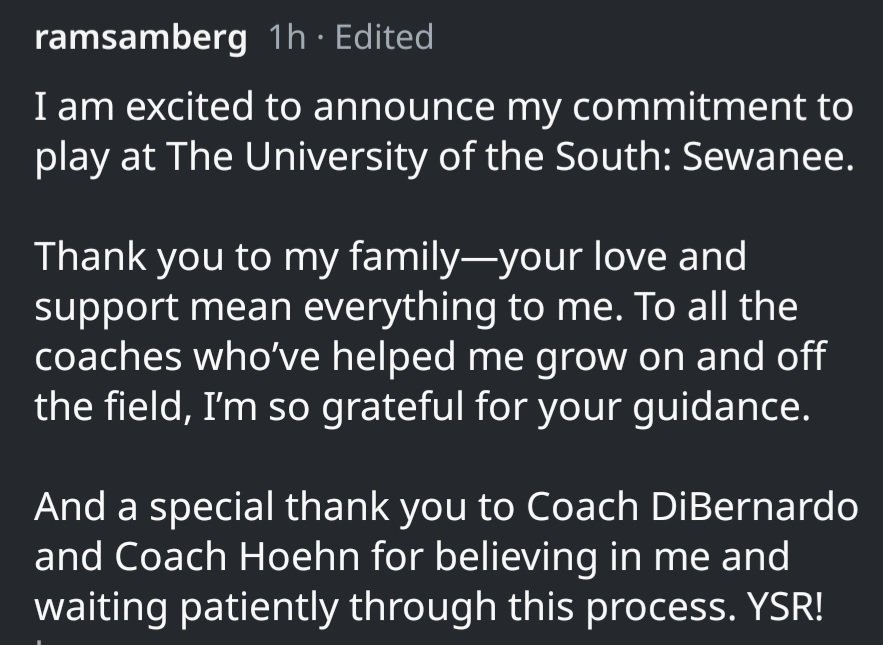 Congratulations to Sam Ramberg on his commitment to <a href="/SewaneeTigerlax/">Sewanee Lacrosse</a>! #gotigers  #loyalforever
