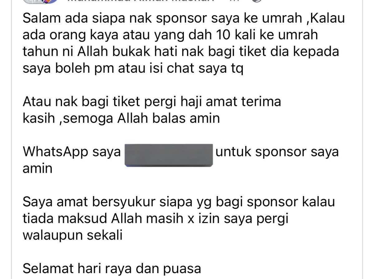 RafiCounsel's tweet photo. Sebab itu salah satu syarat nak kerjakan haji/umrah ialah mampu.

Dan aspek mampu ni meliputi semua sekali termasuk kewangan.

Janganlah kita normalisasikan perbuatan meminta minta secara open begini.

Bila kita tegur disamakan pulak dengan analogi solat. Jeng dibuatnya 😩 https://t.co/vM6BuflROG