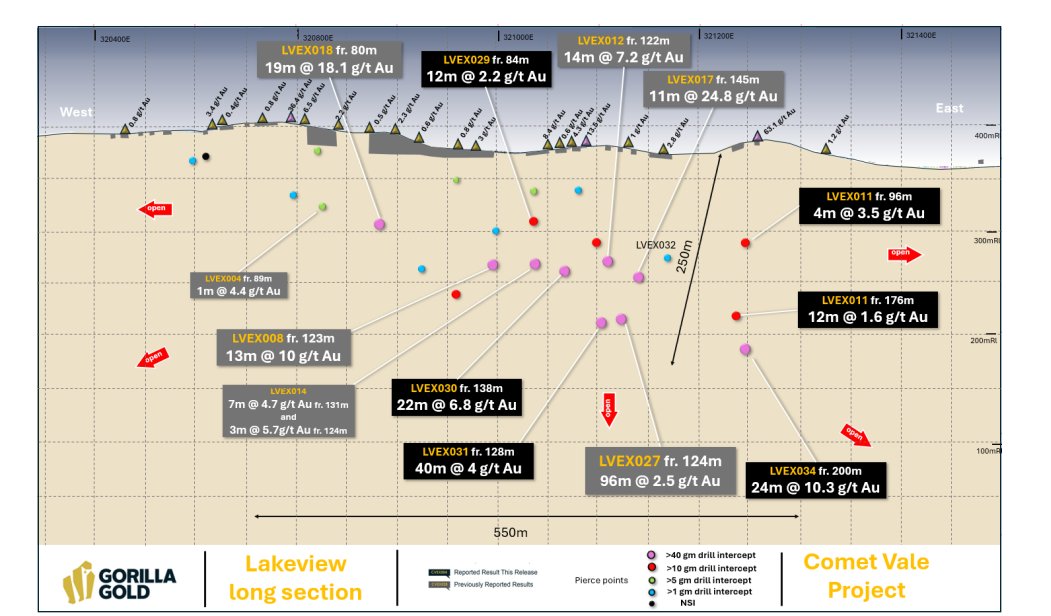 $GG8 #GG8 

Gorilla Gold #GG8 $GG8  continues to deliver knockout hits at its Lakeview Prospect with high-grade gold intercepts and growing scale

and the best part? The system remains open in multiple directions!

💥 Major Drill Hits from Latest Campaign:

24m @ 10.3 g/t Au from