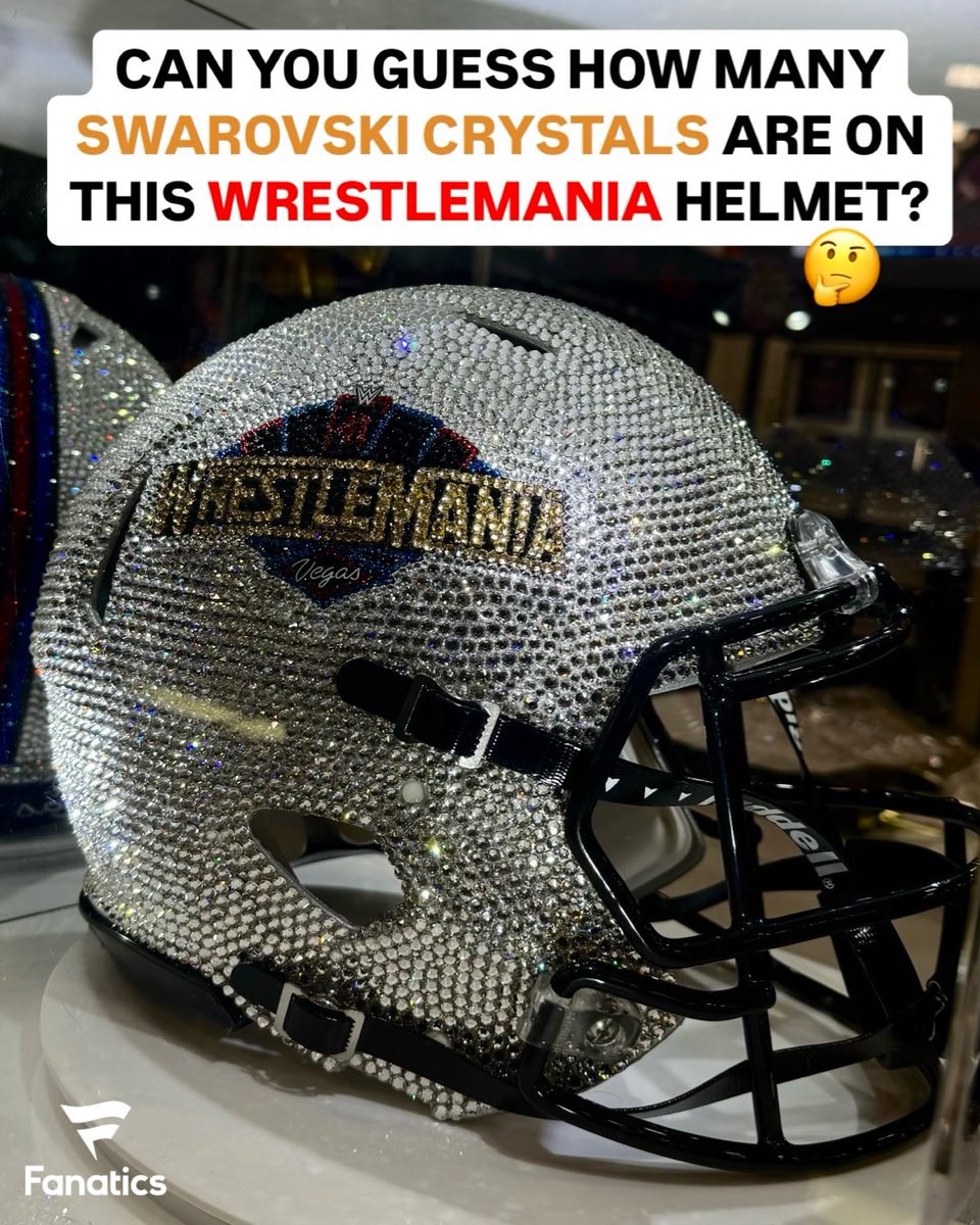 FansAuthentic's tweet image. A work of art for #WrestleMania 😍🎨

Comment how many Swarovski crystals are on this custom helmet by Rock On Sports and the person closest to the correct number will win a #UnderWraps WrestleMania Mini-Helmet!👇