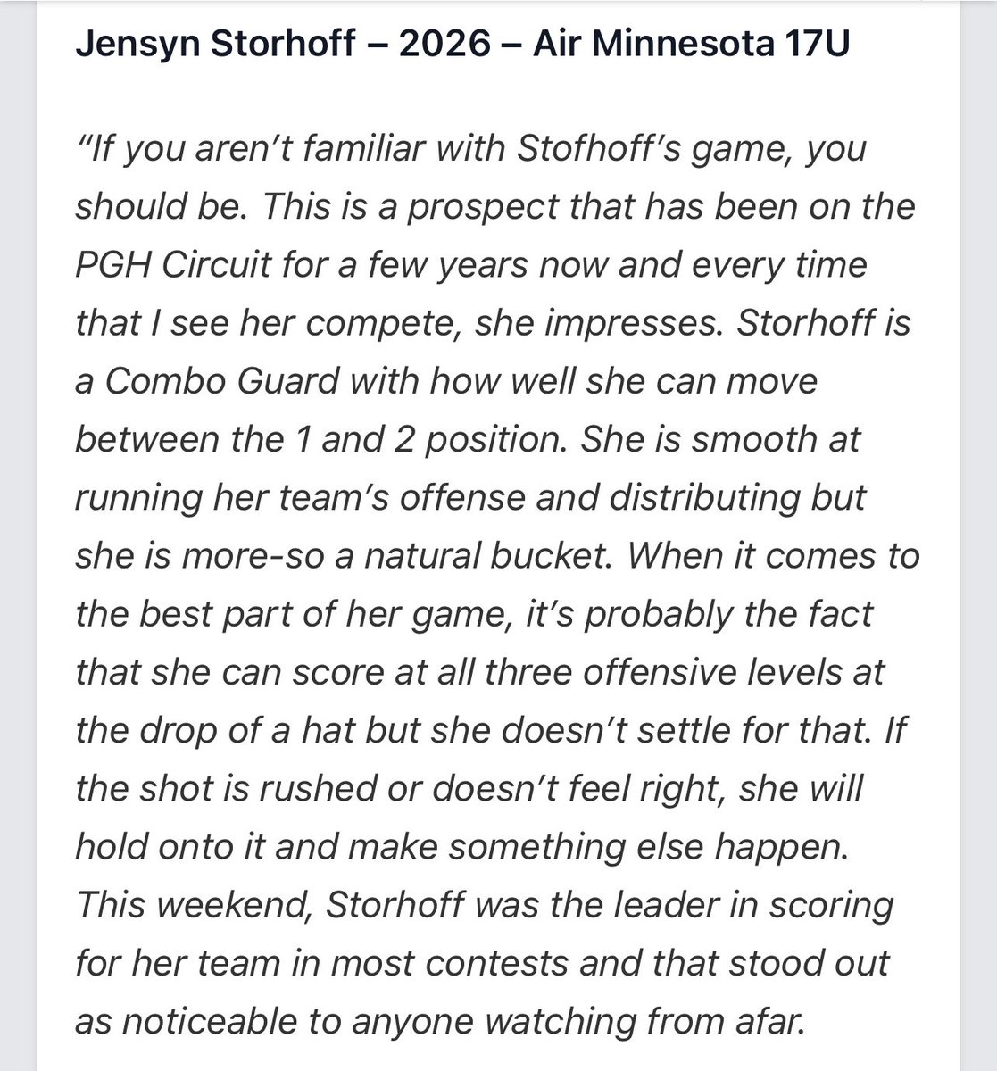 Jensyn Storhoff (@jensynstorhoff) on Twitter photo Thank you so much for the shoutout <a href="/PGHBrooks/">Jeremy Brooks</a>! Hoping you can catch our team live sometime this season! <a href="/PGHCircuit/">Prep Girls Hoops Circuit π</a> is great at pumping up the players! <a href="/AirMinnesota/">Air Minnesota Basketball</a> <a href="/DanJech/">Dan Jech</a> <a href="/emma_collins3/">Emma Collins Jech</a> Thank you so much for the shoutout <a href="/PGHBrooks/">Jeremy Brooks</a>! Hoping you can catch our team live sometime this season! <a href="/PGHCircuit/">Prep Girls Hoops Circuit π</a> is great at pumping up the players! <a href="/AirMinnesota/">Air Minnesota Basketball</a> <a href="/DanJech/">Dan Jech</a> <a href="/emma_collins3/">Emma Collins Jech</a>