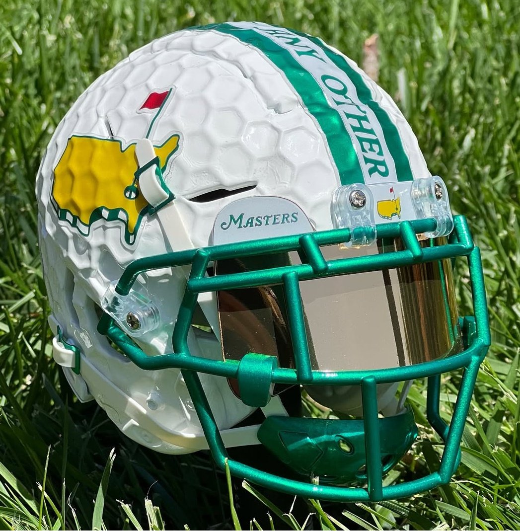 This custom Schutt F7 Masters mini helmet is fantastic. Love the dimpled shell.

Much respect for <a href="/3DPrintedSports/">3D Printed Sports</a>. His work is always outstanding, one of the best for custom mini helmets.