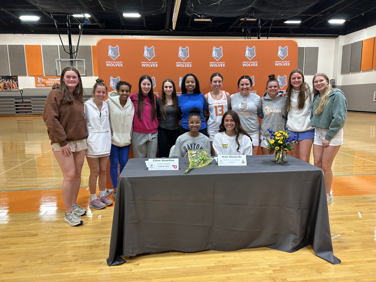 Congratulations to the following seniors who signed National Letters of Intent! 
🔸 Chloe Hamilton - University of Dayton - Track &amp; Field
🔸 Kate Winiarski - Mount St. Joseph University - Soccer

So proud of these Wolves!