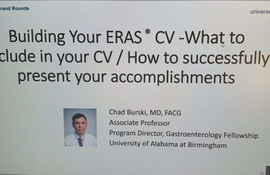 BilalMohammadMD's tweet photo. To kick off the @AmCollegeGastro #GIFellowship webinar
#ChadBurski on all things on getting ready for your #ERASCV
#FutureOfGI https://t.co/IwbqpDXMRR