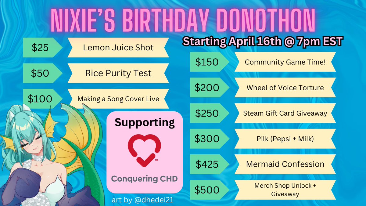 ITS TIME!! We're raising money for <a href="/conqueringchd/">Conquering CHD</a> in honor of my B-day today!! Uncapped Donothon stream &lt;3