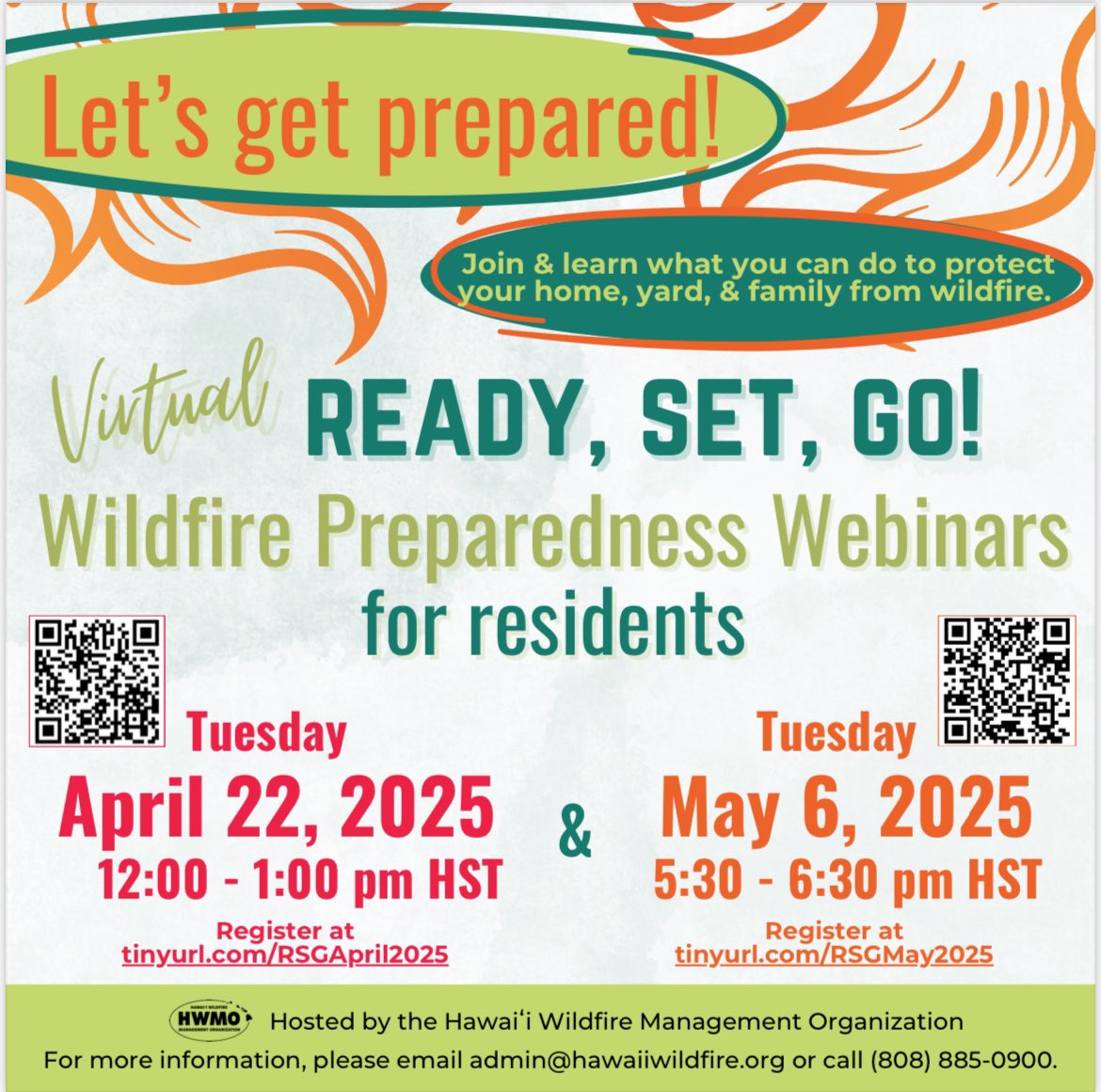 Let’s get Prepared!!! 

Register and learn what you can do to protect your home, yard, &amp; family from wildfire. <a href="/HawaiiWildfire/">Hawaii Wildfire Mgmt</a> <a href="/GovHawaii/">Office of the Governor, State of Hawai`i</a>
