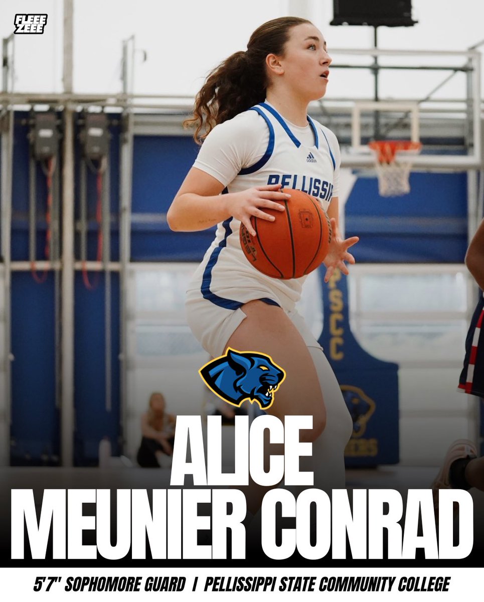 🙋: Alice Meunier Conrad
🌎: 🇧🇪
🔎: Looking for D1 or D2
📏: 5’7”
🏀: Point &amp; Shooting Guard 
🗓️: 2 years of eligibility remaining
♻️: Last played at Pellissippi State Community College (NJCAA/Division 1 - Region 7))
🔗: psccpanthers.com/sports/wbkb/20…
🎥: x.com/aliceconrad140…