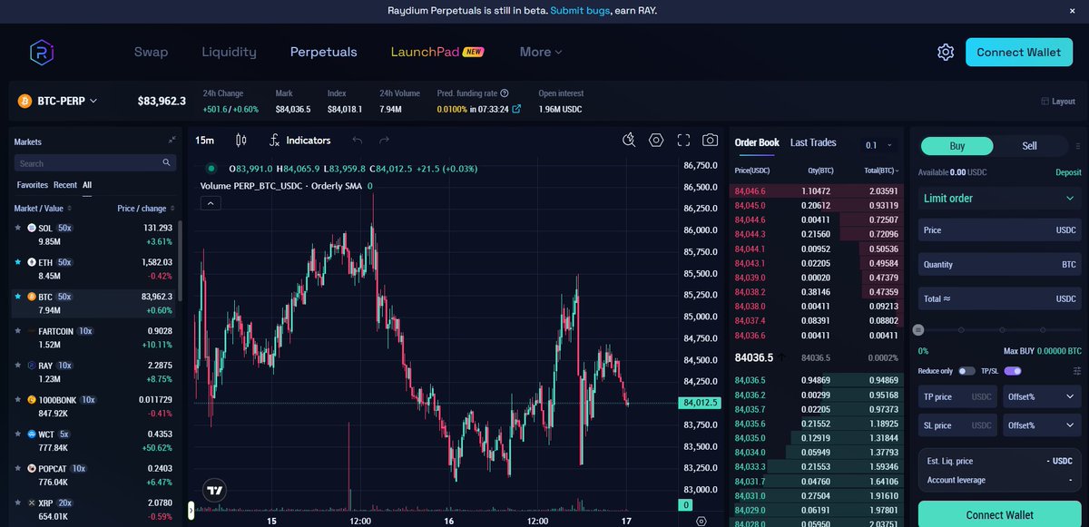 ray除了发币功能，还上线了这个Perpetuals业务。ray的发币和其他平台又有所不同，他的发币平台可以兼容其他发币平台。