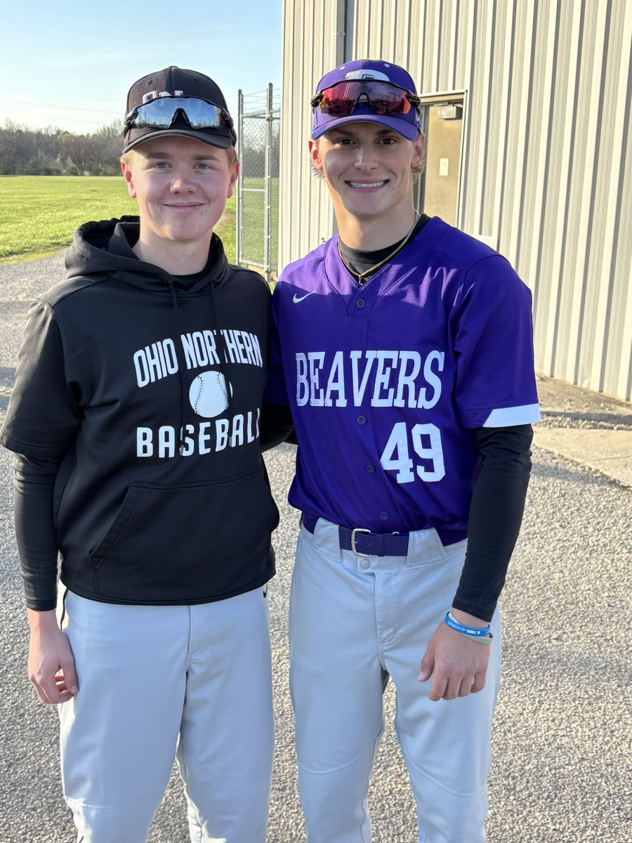 Two former Defiance standouts, Torin Long and Luke Webb, faced off today on the diamond! From teammates to opponents #DefianceBaseball