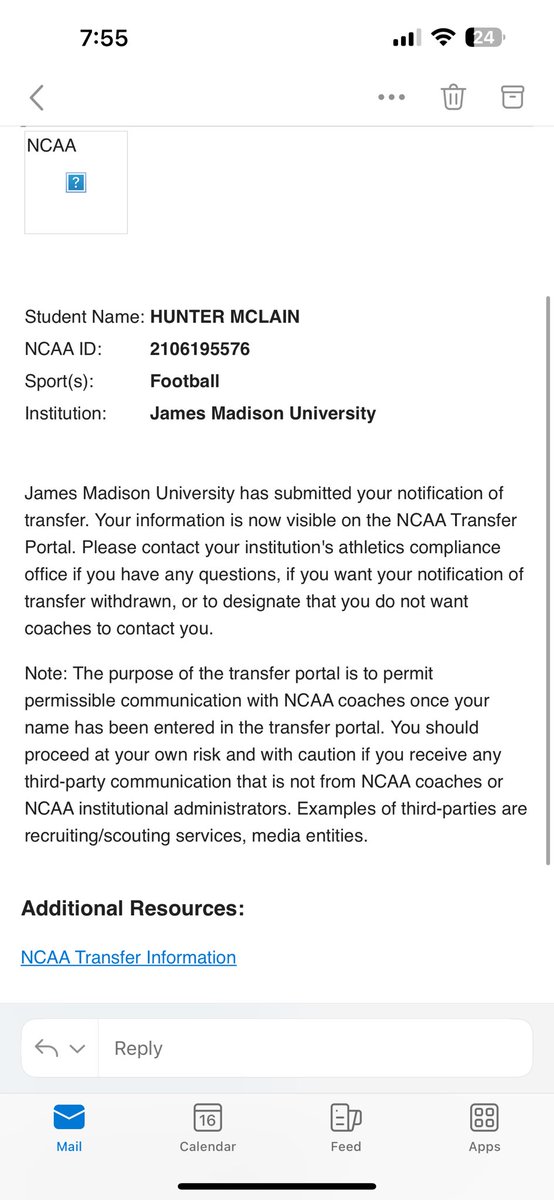 Hunter Mclain (@huntermclain8) on Twitter photo Officially in the Portal with 2 years of eligibility left!
Excited for what’s next !
540-620-9905
Mclaina23@aol.com
OL/DL Officially in the Portal with 2 years of eligibility left!
Excited for what’s next !
540-620-9905
Mclaina23@aol.com
OL/DL