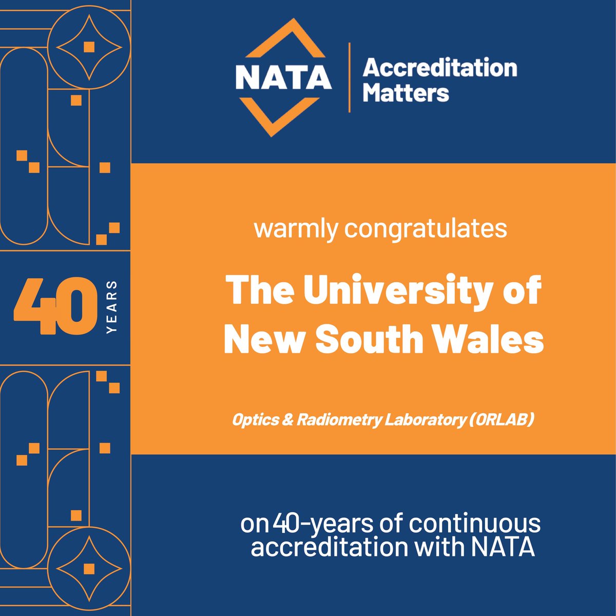 UNSWoptomvsci's tweet image. Celebrating 40 Years of Excellence!
On March 4, 1985, ORLAB (Optics & Radiometry Laboratory) at #UNSWSOVS took a decisive step towards NATA (National Association of Testing Authorities) accreditation, starting with sunglass and eye protector testing. This milestone ensured…