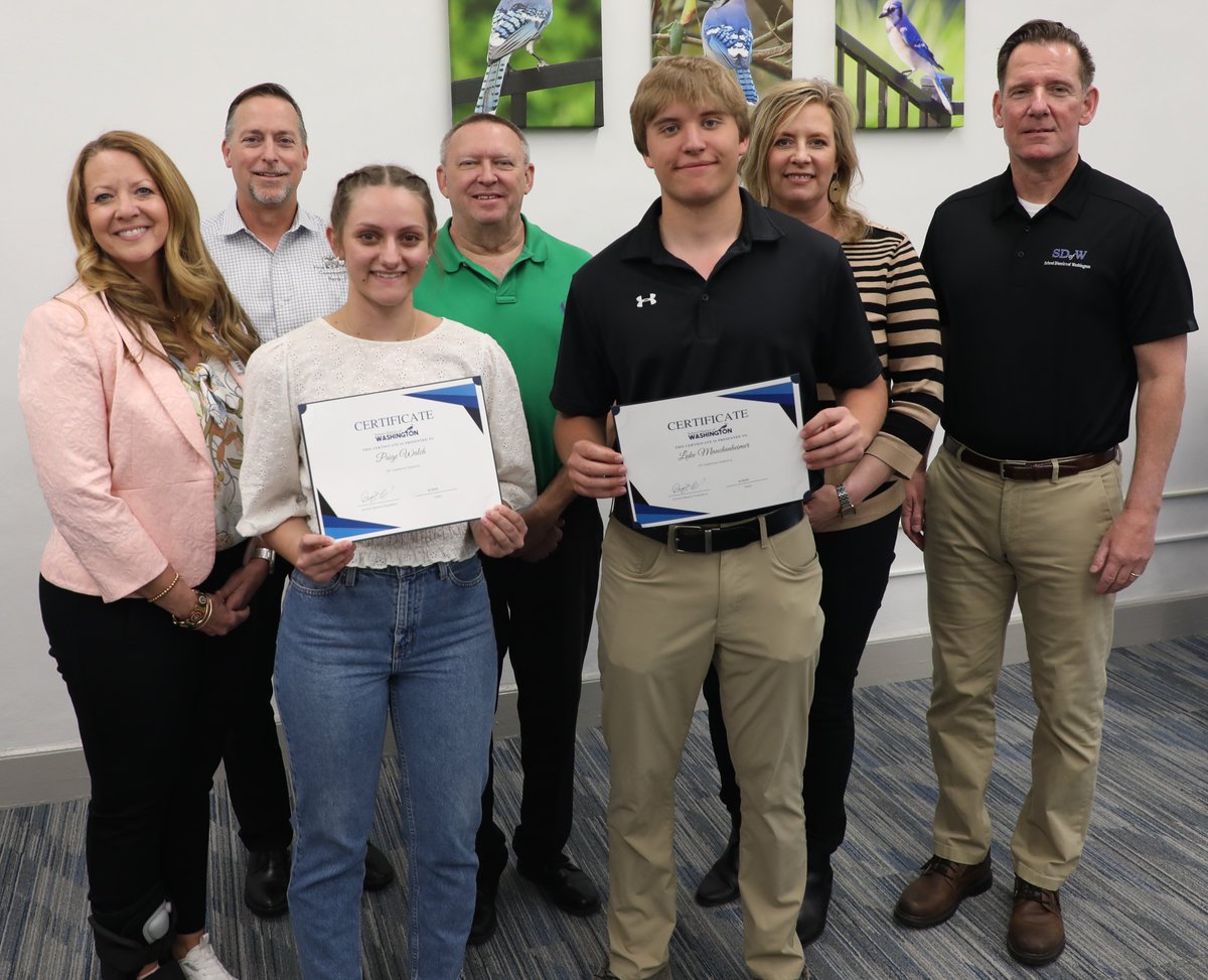 The Board of Education this evening recognized Washington High School students who received AP Capstone Diploma honors. Students were Bryan Austin, Will Brickel, Cooper Guss, Hope Jett, Luke Mauchenheimer, William Schenk and Paige Walch.