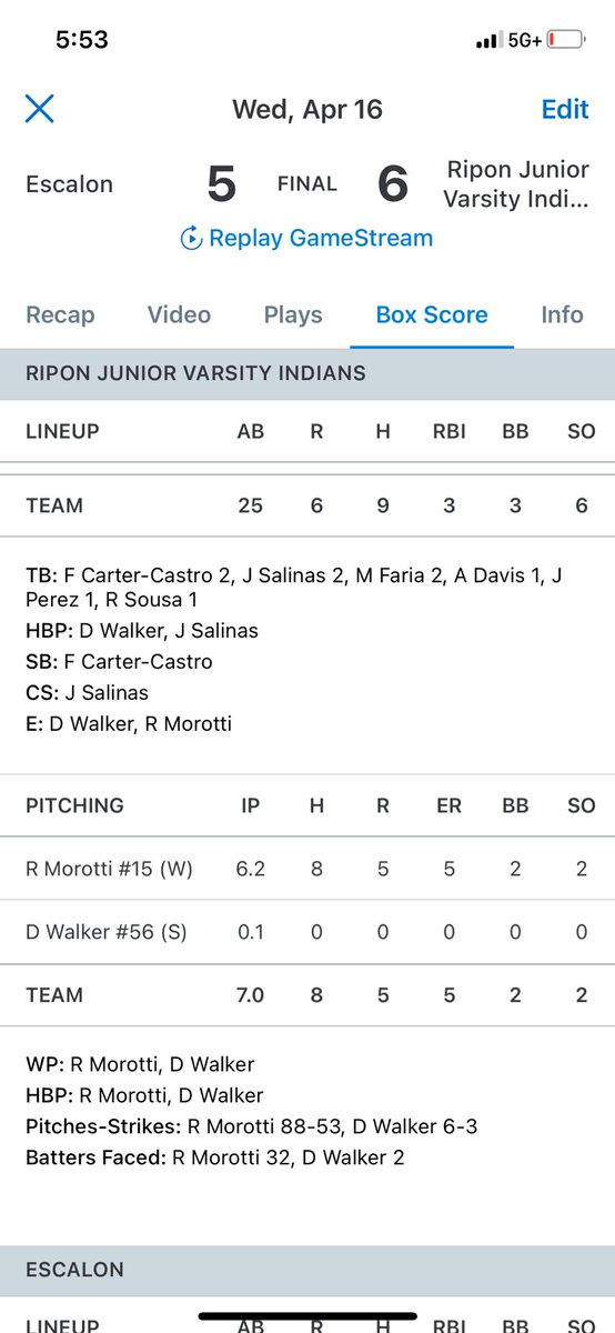thejohnay's tweet photo. Huge league game today. 1 out away from a complete game. Proud of the grit he showed today pitching out of some trouble. https://t.co/h5Uavt0ST0
