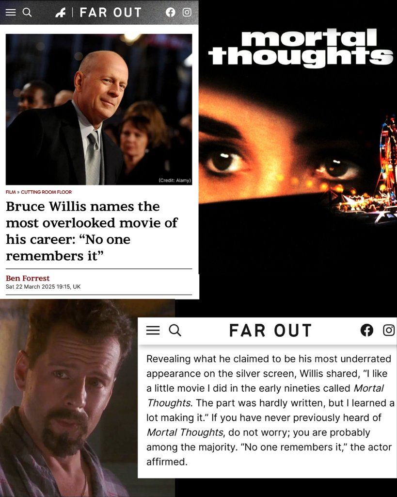 bethkushnick's tweet image. Mortal Thoughts, a film I did in 1991 is what Bruce Willis considers the most overlooked movie of his career! A psychological thiller directed by the master Alan Rudolph. I agree with Bruce! 🎬 #behindthescenes #setdecorator #film #thriller