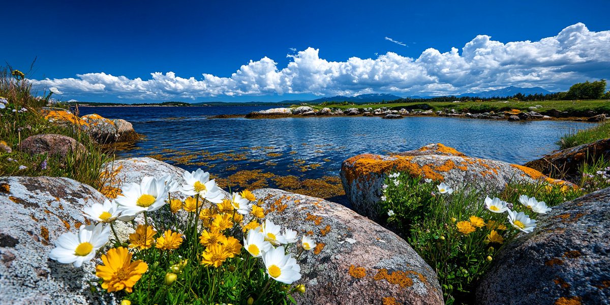 Prompt_Alchemy's tweet photo. Spring landscape, flowers
#midjourney #landscape #flowers #water #midjourneyart #midjourneyartist #aipromptwriter #aiartist #aiartcommunity #synthart https://t.co/D1VI0xeqWF